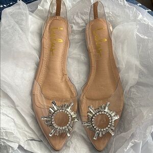 Lulu's Tan Flats with Crystal Detail